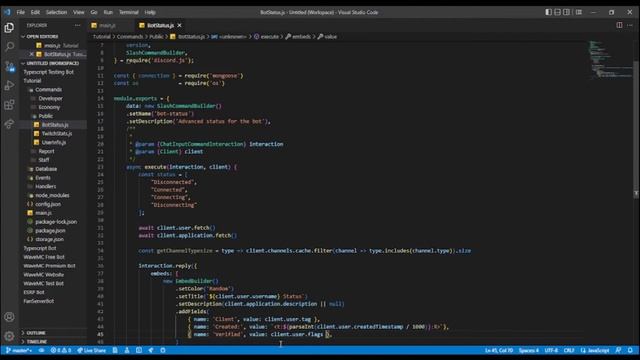 DiscordJS V14 | Creating a Bot Status Command смотреть онлайн