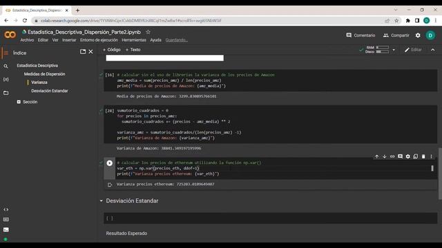 30 - Python Calcular la varianza y la desviación estándar (solución ejercicio) смотреть онлайн
