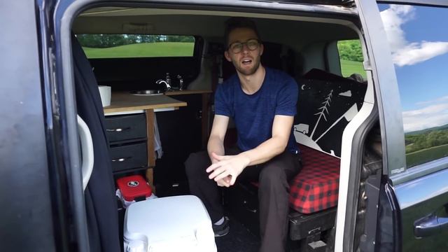 Engineer builds a campervan in a Dodge Grand Caravan | Solar electricity, running water, fridge смотреть онлайн