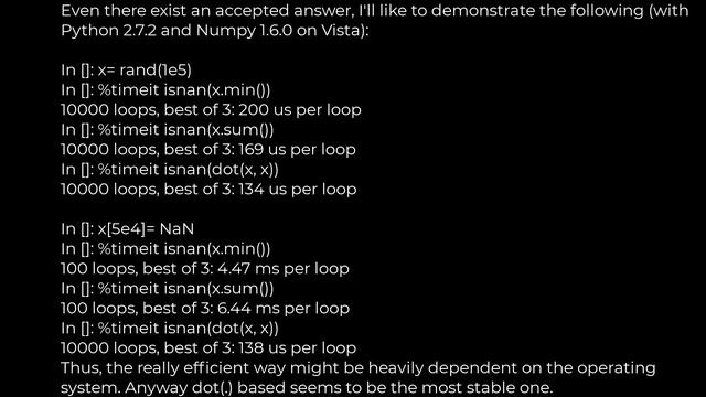 Python :Fast check for NaN in NumPy(5solution) смотреть онлайн