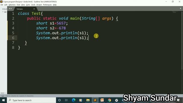 short datatype in java with details || Shyam Sundar смотреть онлайн