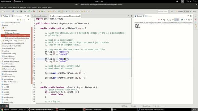 Java: Is one string a permutation of another? смотреть онлайн