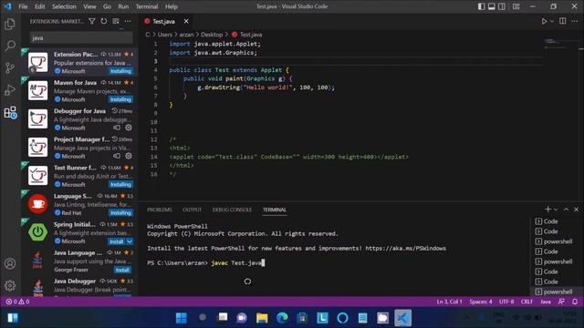 How to run applet program in visual studio code смотреть онлайн