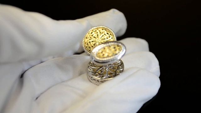 Золотые запонки с ажурным растительным узором на заказ смотреть онлайн