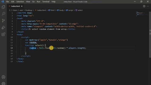 How to select random element from array (JS) смотреть онлайн