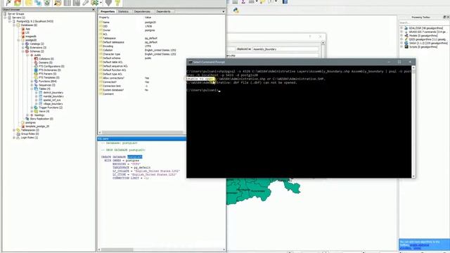 PostGIS - shp2pgsql.exe - load shapefile into database in one step from cmd part - II смотреть онлайн