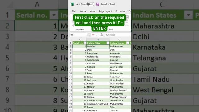 Enter a line break in Excel & google sheet #excel #exceltutorialforbeginners #exceltipshindi смотреть онлайн