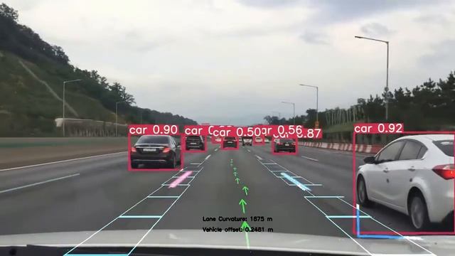 Lane and object detection (Yolo V5 & openCV) смотреть онлайн