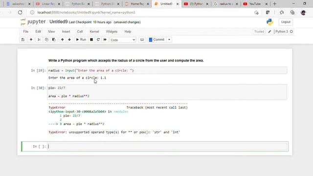 Python Code to convert Radius of a Circle to Area смотреть онлайн