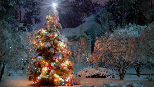 [4K] XMAS LIGHTS | Merry Christmas Eve Tree Lights Screensaver Background Ambience in the Snow (3Hr смотреть онлайн