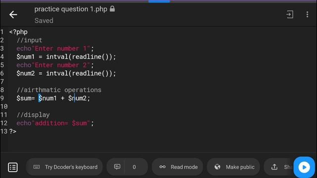 PHP Arithmetic Operations Tutorial: BCA Sem 3 Lab Book Solution Assignment 1 Practice Question. смотреть онлайн