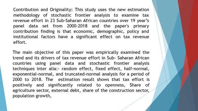 Determinant of Tax Revenue Effort in Sub Saharan African Countries A Stochastic Frontier Analysis I смотреть онлайн