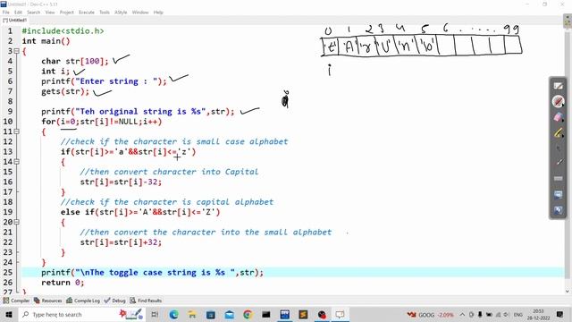 c program to convert string in toggle case смотреть онлайн