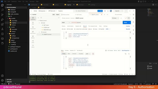 Build REST API Using NodeJS & Express 2023 | Day 6 - Journal Model & User Authorization #nodejs смотреть онлайн