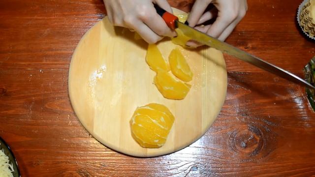 Салат с курицей и апельсином. Салат в тарталетках. Тарталетки с начинкой. смотреть онлайн