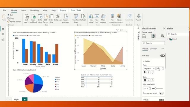 Power BI for Beginners, How to Format Graphs and Visuals in Power BI How to Change Colors/Fonts смотреть онлайн