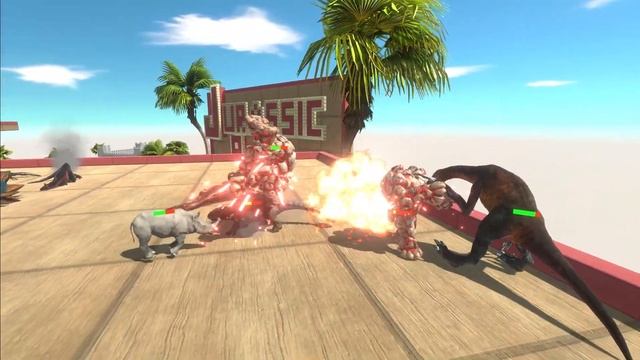 Godzilla Burning and Dinosaurs Hunt Giant Troll - Animal Revolt Battle Simulator смотреть онлайн