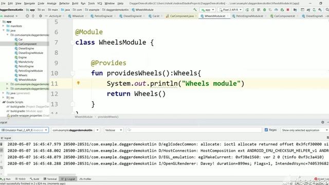 DAGGER Kotlin tutorial android part 4. Instances of third party classes using @MODULE AND @PROVIDES смотреть онлайн