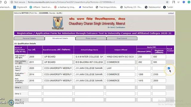 HOW TO FILL LLM  FORM CCS UNIVERSITY 2020