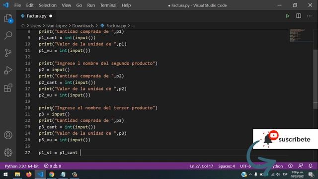 ? Ejercicio FACTURA en Python ? Calcular el TOTAL A PAGAR en Python con IVA | CURSO de Python смотреть онлайн
