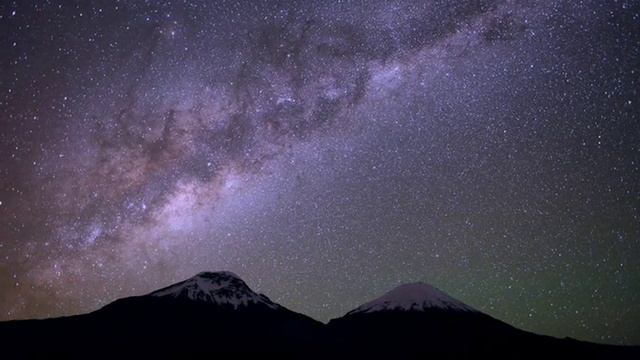Parinacota and Pomerape volcanoes with Milky Way and the zodiacal light (Time Lapse Movie) смотреть онлайн