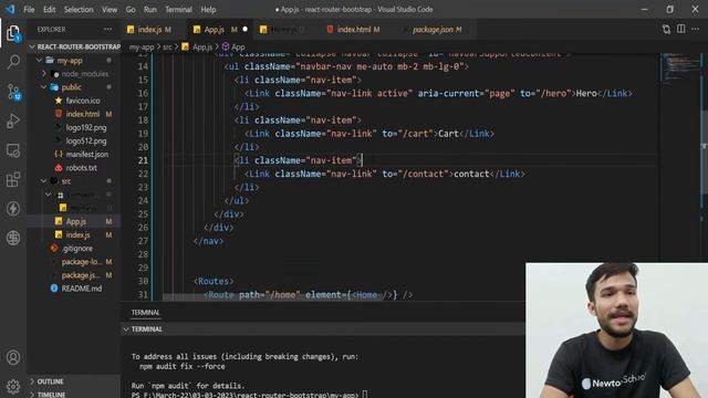 How to Create React NAVBAR using React Router& Build Navbar With React & React Router -Newton Schoo смотреть онлайн