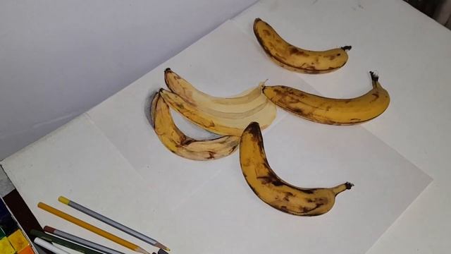 рисую бананы. акварель. карандаш. смотреть онлайн