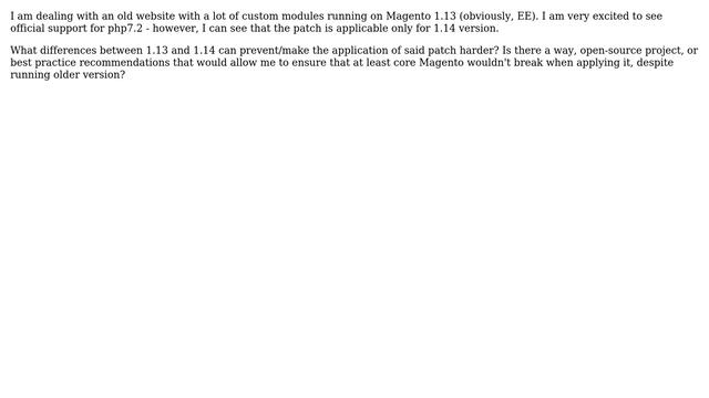 Magento: New Magento1 patch for php 7.2 - how to make it work with Magento 1.13? смотреть онлайн