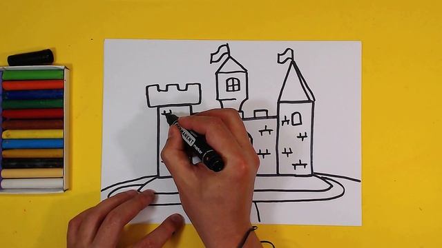 Как нарисовать ЗАМОК рыцаря / Уроки рисования для детей смотреть онлайн