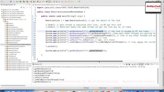 # 147 Reentrant Lock in Java | ReentrantLock | ReentrantLock in Java Multi-Threading|Java|RedSysTec смотреть онлайн