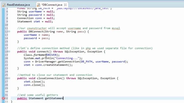 JAVA OOP Basics - Connect to MySQL Database Class смотреть онлайн