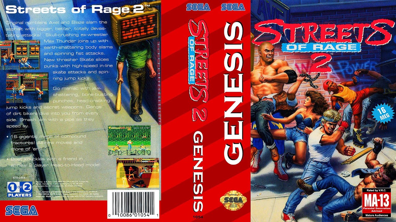 Sega Mega Drive 2 (Smd) 16-bit Streets of Rage 2  (Bare Knuckle 2) Полное прохождение