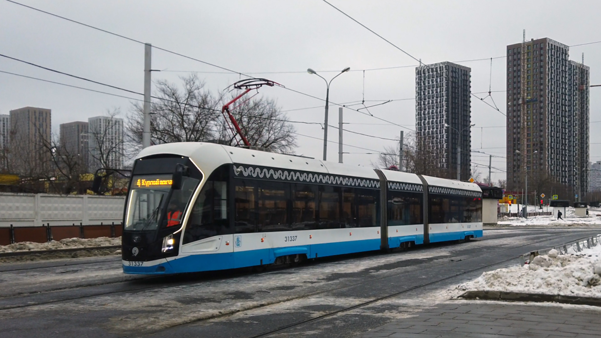 4 маршрут трамвая. 14.01.2023 год. Москва. смотреть онлайн