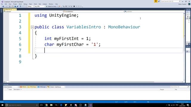 C# Programming with Unity Part 1 - Variables смотреть онлайн