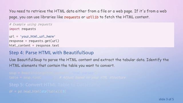 Converting HTML Text to DataFrame in Python смотреть онлайн
