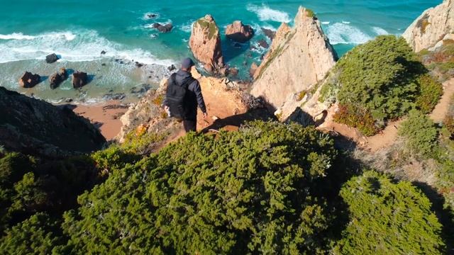 Мыс Рока с воздуха аэросьемка Cabo Da Roca 4k Portugal