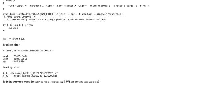 Databases: at the moment mysqldump (22 minutes exec time, 5 GB Dump), when to use xtrabackup? смотреть онлайн