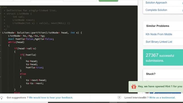8.10 PARTITION LIST(Linked List)-Interviewbit #linkedlist#programming смотреть онлайн