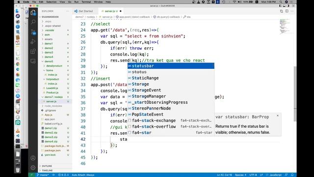 React Native kết nối với Nodejs và MySQL смотреть онлайн