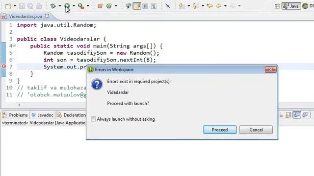 Javadan boshlang'ich darslar -26- tasodifiy son olish Random смотреть онлайн