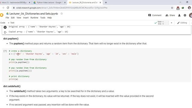 Python Dictionaries and their methods Part 03 смотреть онлайн