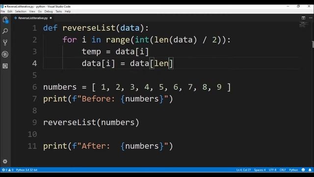 reverse list iterative in python ? смотреть онлайн