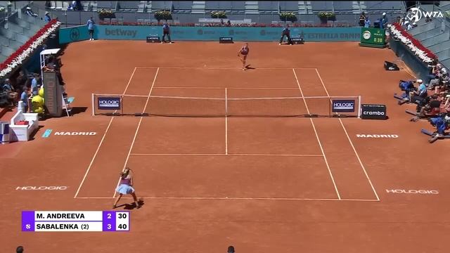 Mirra Andreeva vs. Aryna Sabalenka | 2023 Madrid Round of 16 | WTA Match Highlights смотреть онлайн