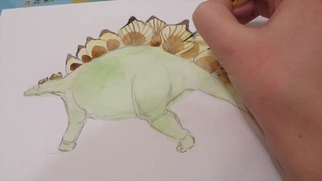 Как нарисовать ДИНОЗАВРА - СТЕГОЗАВР! How to draw dinosaurs Урок рисования смотреть онлайн