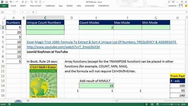 Excel Magic Trick 1042 Array Functions Housed In Other Functions Usually Don't Need Ctrl Shift Ente смотреть онлайн