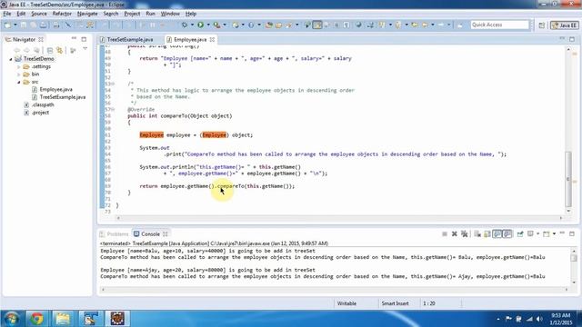 TreeSet (How to arrange Employee objects in descending order based on the name?) смотреть онлайн
