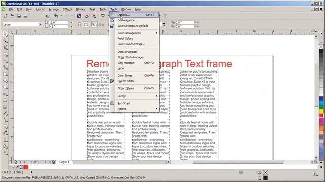Removing Text Frame In CorelDraw