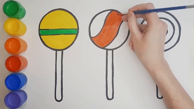 Рисунок и раскраска для детей. Как нарисовать Леденец. Учим цвета. смотреть онлайн