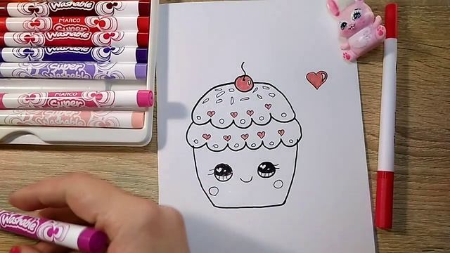 Как нарисовать милую еду, милое пирожное, рисуем легко #cutefood смотреть онлайн