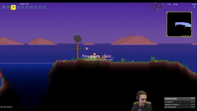 1.3 Terraria Expert Hardcore run meets king slime early game! (Adventures in Dying: Ep1) смотреть онлайн